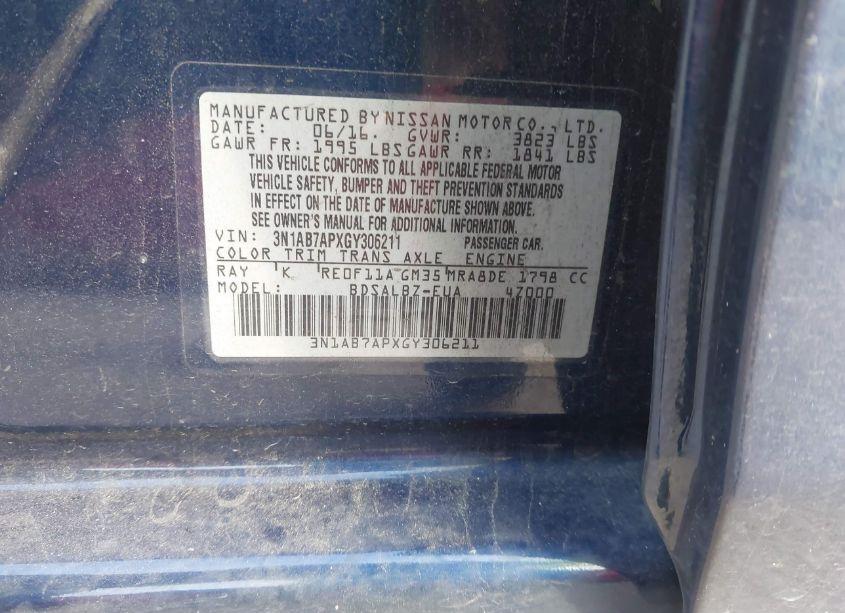 Photo 9 of 2016 Nissan Sentra S (VIN 3N1AB7APXGY306211)