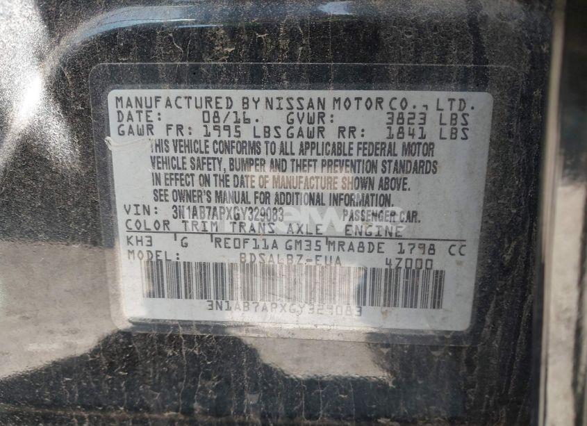 Photo 9 of 2016 Nissan Sentra S (VIN 3N1AB7APXGY329083)