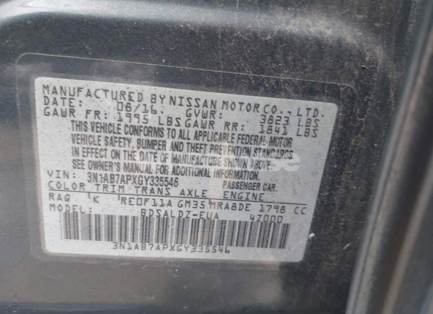 Photo 9 of 2016 Nissan Sentra SV (VIN 3N1AB7APXGY335546)