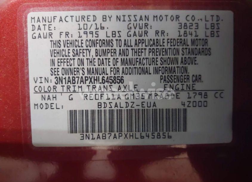 Photo 9 of 2017 Nissan Sentra SV (VIN 3N1AB7APXHL645856)