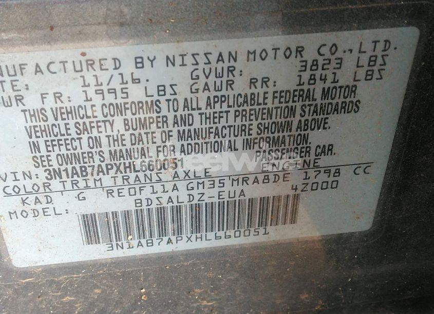 Photo 9 of 2017 Nissan Sentra SV (VIN 3N1AB7APXHL660051)