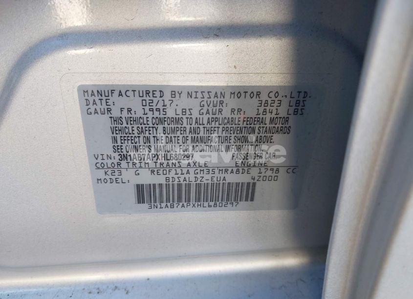 Photo 9 of 2017 Nissan Sentra SV (VIN 3N1AB7APXHL680297)