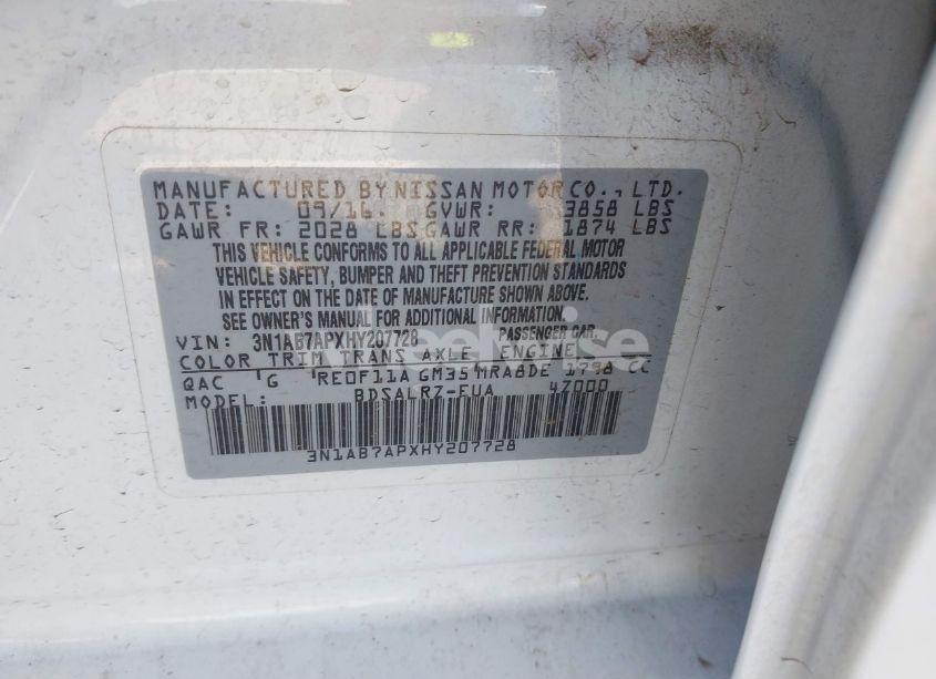 Photo 9 of 2017 Nissan Sentra SR (VIN 3N1AB7APXHY207728)