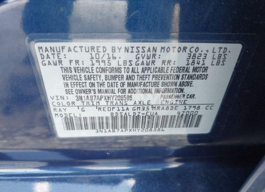 Photo 9 of 2017 Nissan Sentra SV (VIN 3N1AB7APXHY208586)