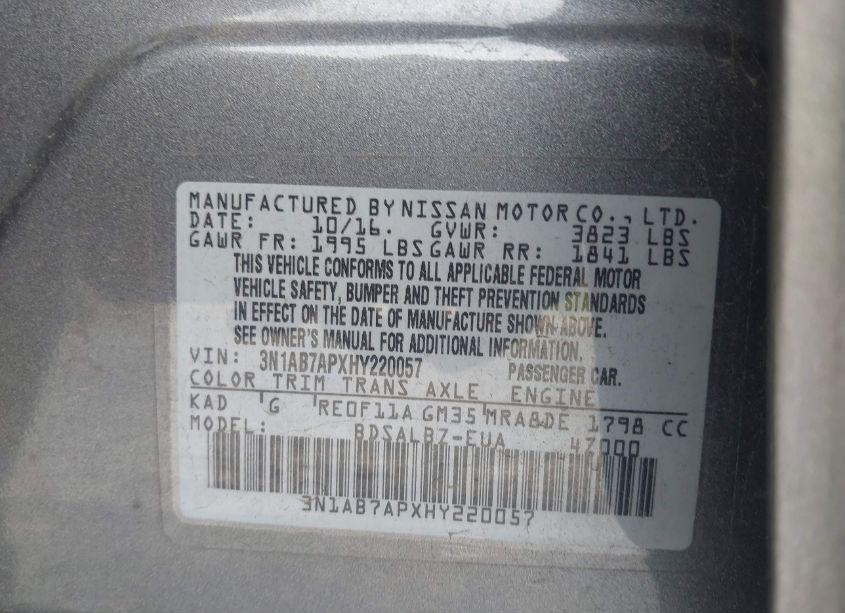 Photo 9 of 2017 Nissan Sentra S (VIN 3N1AB7APXHY220057)