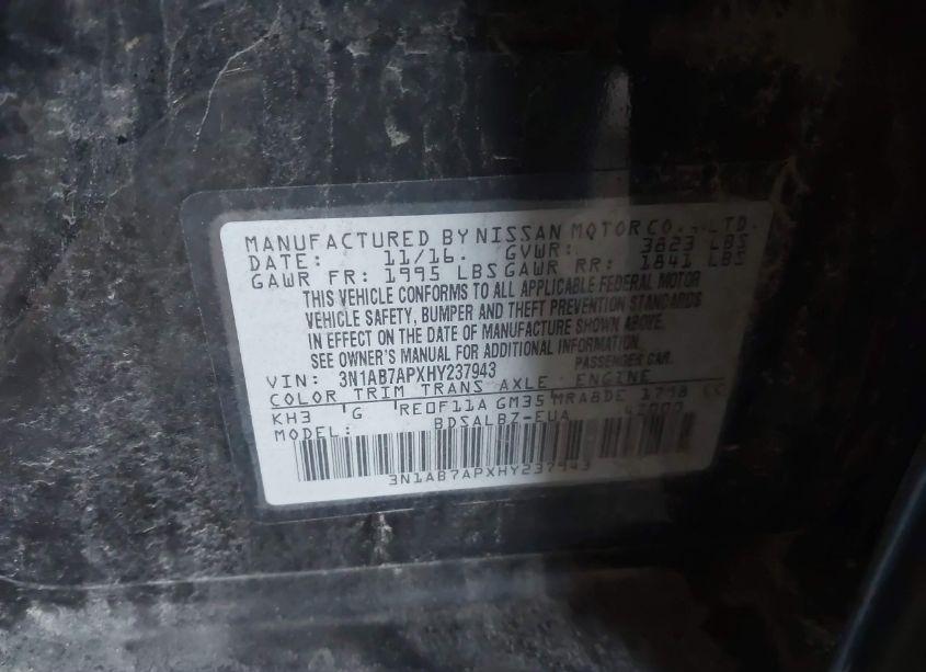 Photo 7 of 2017 Nissan Sentra S (VIN 3N1AB7APXHY237943)