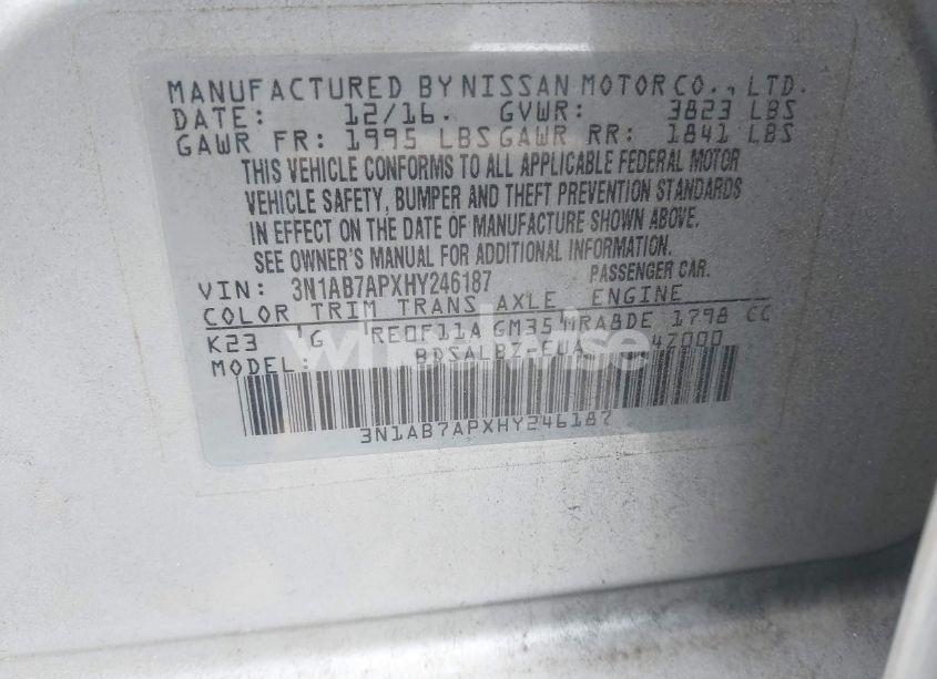 Photo 9 of 2017 Nissan Sentra S (VIN 3N1AB7APXHY246187)