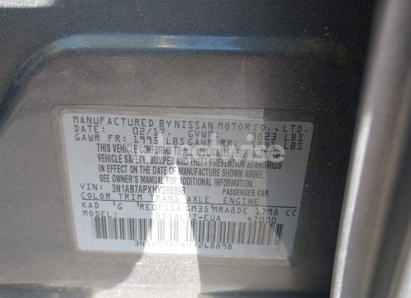 Photo 9 of 2017 Nissan Sentra S (VIN 3N1AB7APXHY268898)