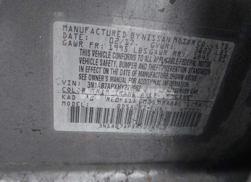 Photo 9 of 2017 Nissan Sentra S (VIN 3N1AB7APXHY278962)