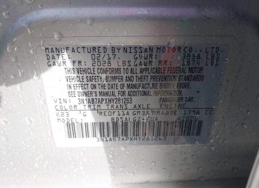 Photo 9 of 2017 Nissan Sentra SL (VIN 3N1AB7APXHY281263)