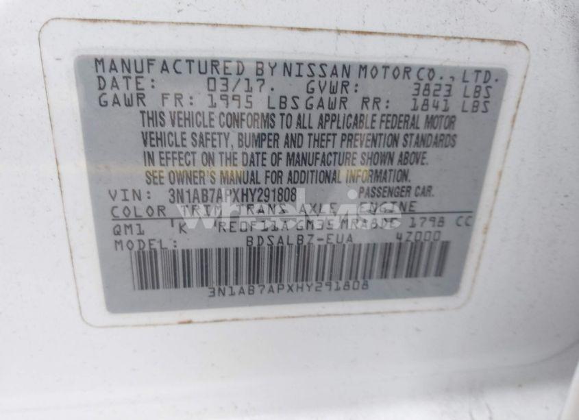 Photo 9 of 2017 Nissan Sentra S (VIN 3N1AB7APXHY291808)