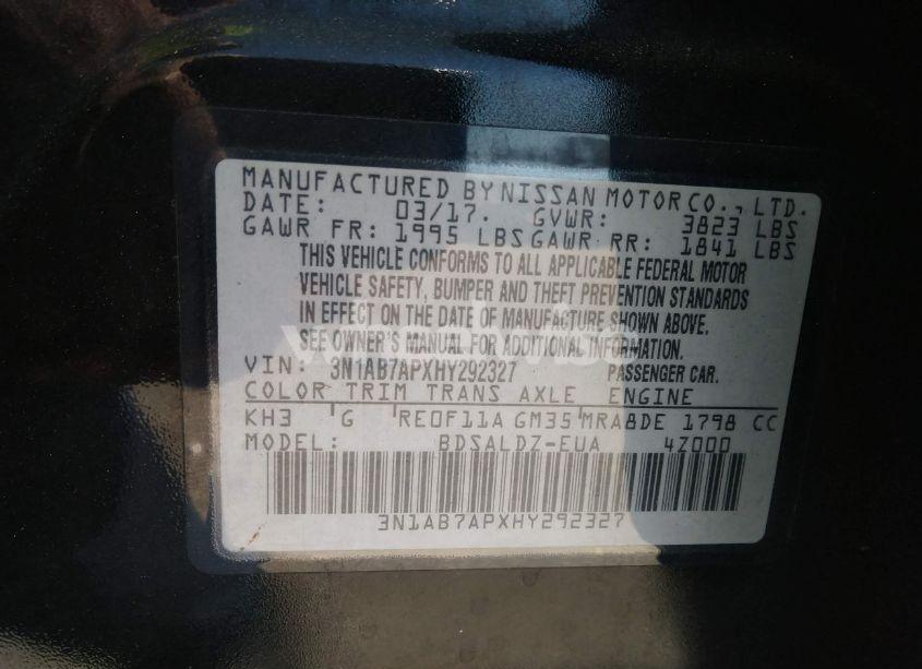 Photo 9 of 2017 Nissan Sentra SV (VIN 3N1AB7APXHY292327)