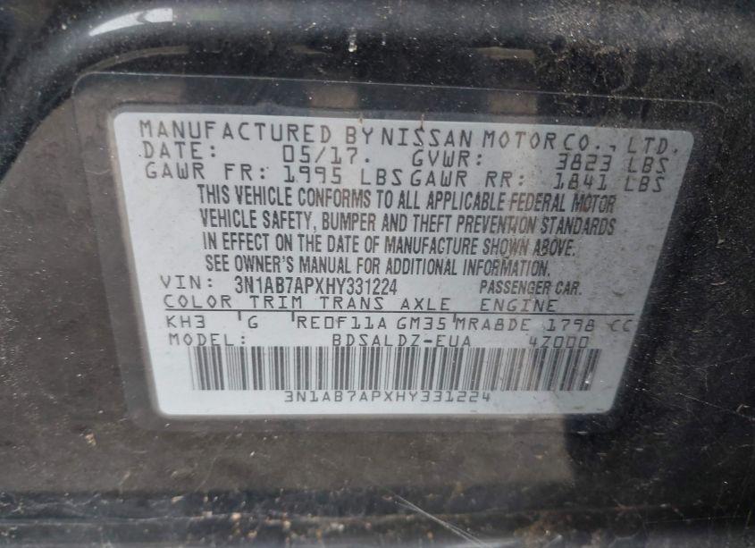 Photo 9 of 2017 Nissan Sentra SV (VIN 3N1AB7APXHY331224)