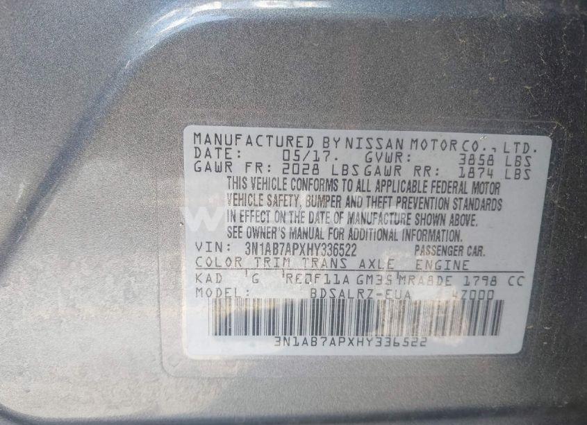 Photo 9 of 2017 Nissan Sentra SR (VIN 3N1AB7APXHY336522)