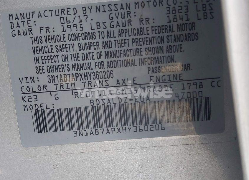 Photo 9 of 2017 Nissan Sentra SV (VIN 3N1AB7APXHY360206)