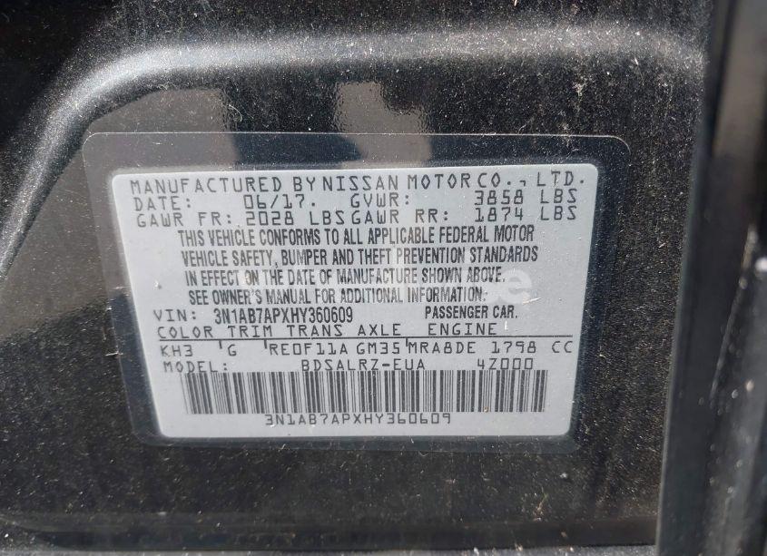 Photo 9 of 2017 Nissan Sentra SR (VIN 3N1AB7APXHY360609)