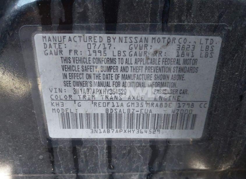 Photo 9 of 2017 Nissan Sentra S (VIN 3N1AB7APXHY364529)