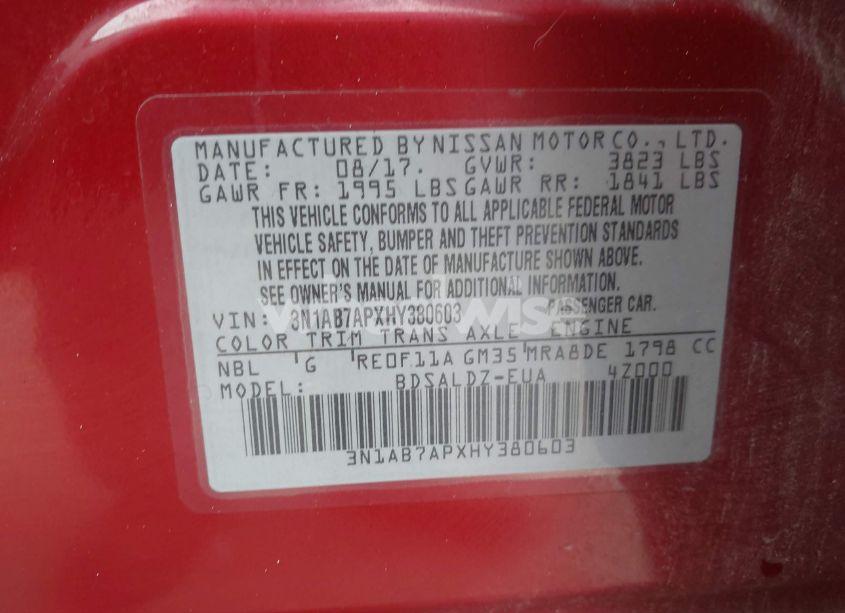 Photo 9 of 2017 Nissan Sentra SV (VIN 3N1AB7APXHY380603)