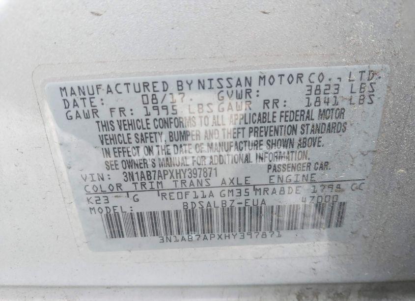 Photo 9 of 2017 Nissan Sentra S (VIN 3N1AB7APXHY397871)