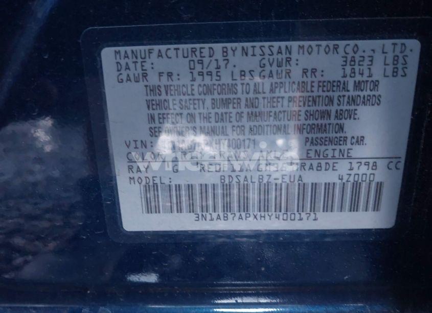 Photo 9 of 2017 Nissan Sentra S (VIN 3N1AB7APXHY400171)