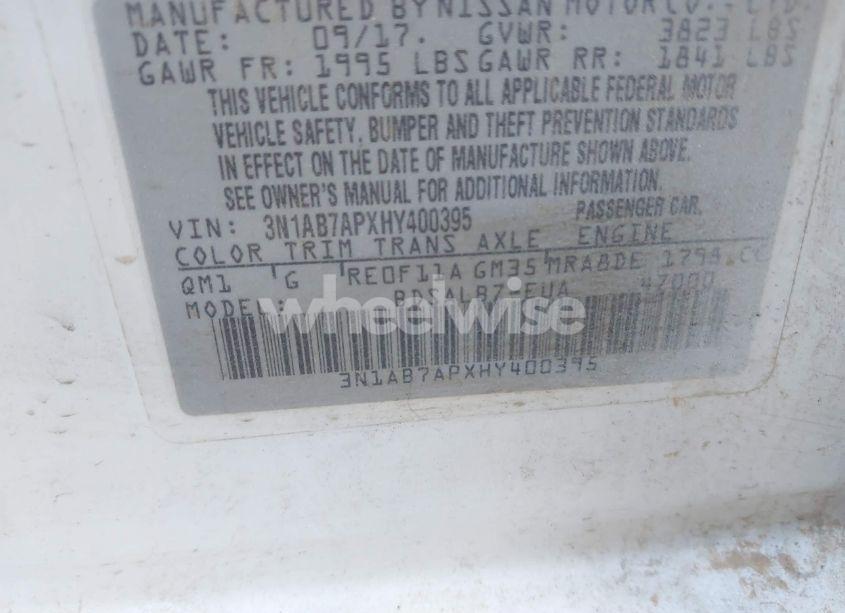 Photo 9 of 2017 Nissan Sentra S (VIN 3N1AB7APXHY400395)