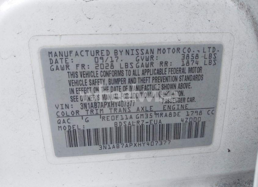 Photo 9 of 2017 Nissan Sentra SR (VIN 3N1AB7APXHY407377)