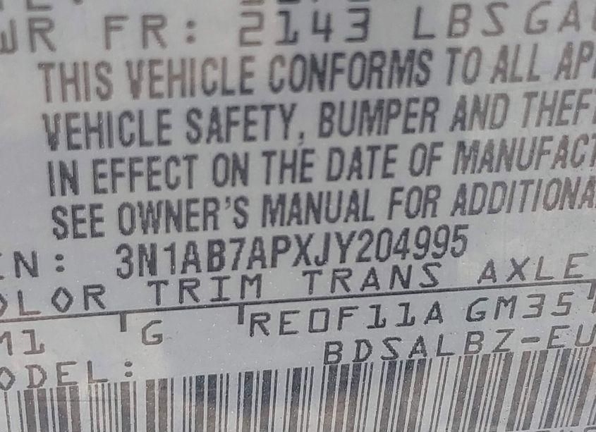Photo 9 of 2018 Nissan Sentra S (VIN 3N1AB7APXJY204995)