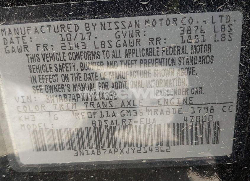 Photo 9 of 2018 Nissan Sentra SR (VIN 3N1AB7APXJY214362)