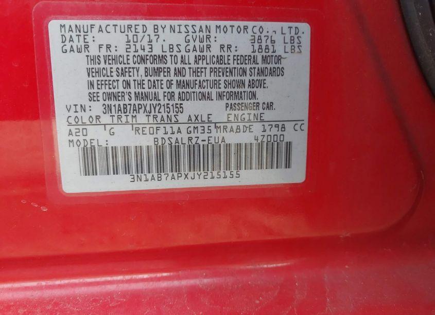 Photo 9 of 2018 Nissan Sentra SR (VIN 3N1AB7APXJY215155)