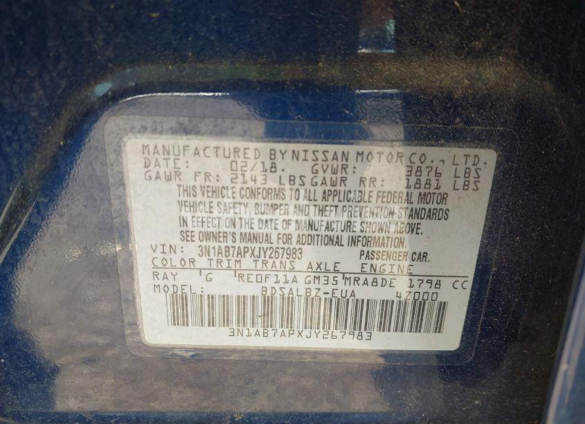 Photo 9 of 2018 Nissan Sentra S (VIN 3N1AB7APXJY267983)