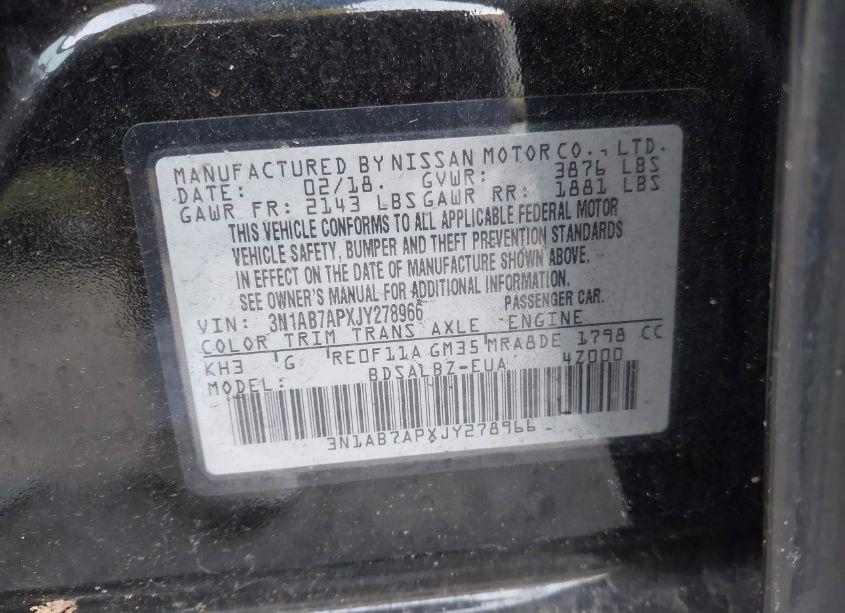 Photo 9 of 2018 Nissan Sentra S (VIN 3N1AB7APXJY278966)