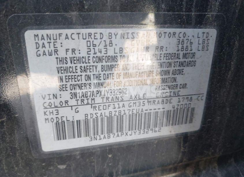 Photo 9 of 2018 Nissan Sentra S (VIN 3N1AB7APXJY332962)