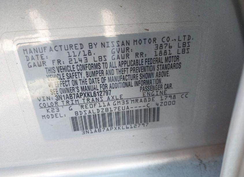 Photo 9 of 2019 Nissan Sentra SV (VIN 3N1AB7APXKL612797)