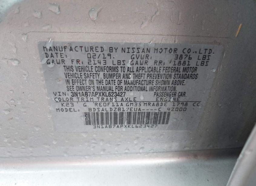 Photo 9 of 2019 Nissan Sentra SV (VIN 3N1AB7APXKL623427)