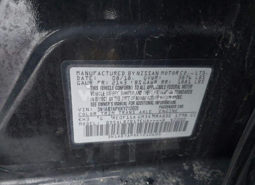 Photo 9 of 2019 Nissan Sentra S (VIN 3N1AB7APXKY210605)