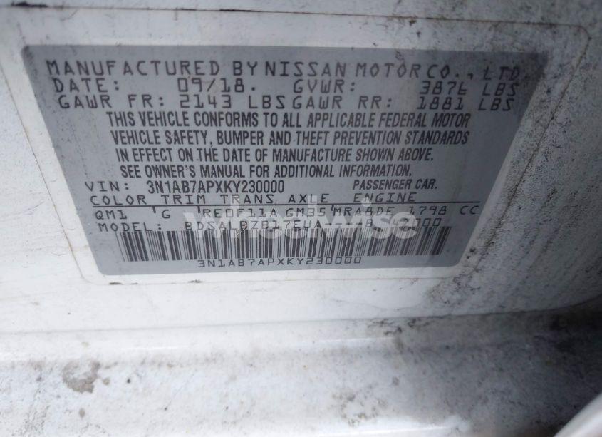 Photo 9 of 2019 Nissan Sentra S (VIN 3N1AB7APXKY230000)