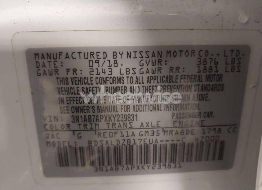 Photo 9 of 2019 Nissan Sentra SV (VIN 3N1AB7APXKY239831)