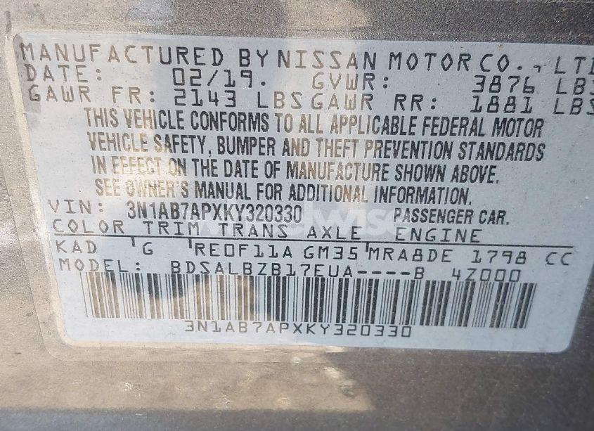 Photo 9 of 2019 Nissan Sentra S (VIN 3N1AB7APXKY320330)