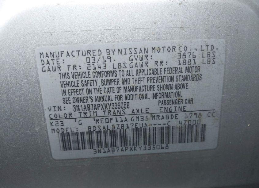 Photo 9 of 2019 Nissan Sentra SV (VIN 3N1AB7APXKY335068)