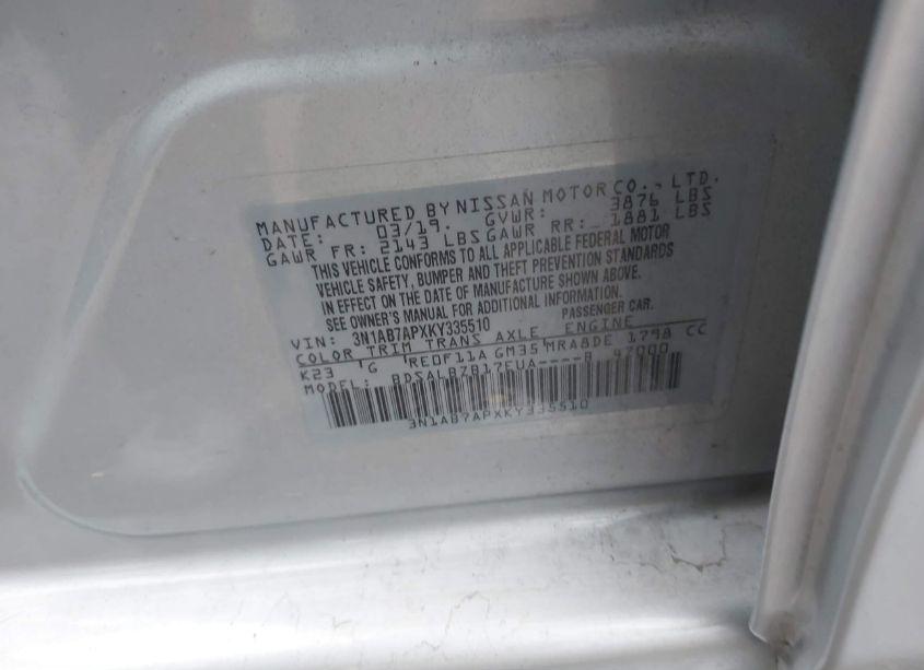 Photo 9 of 2019 Nissan Sentra S (VIN 3N1AB7APXKY335510)