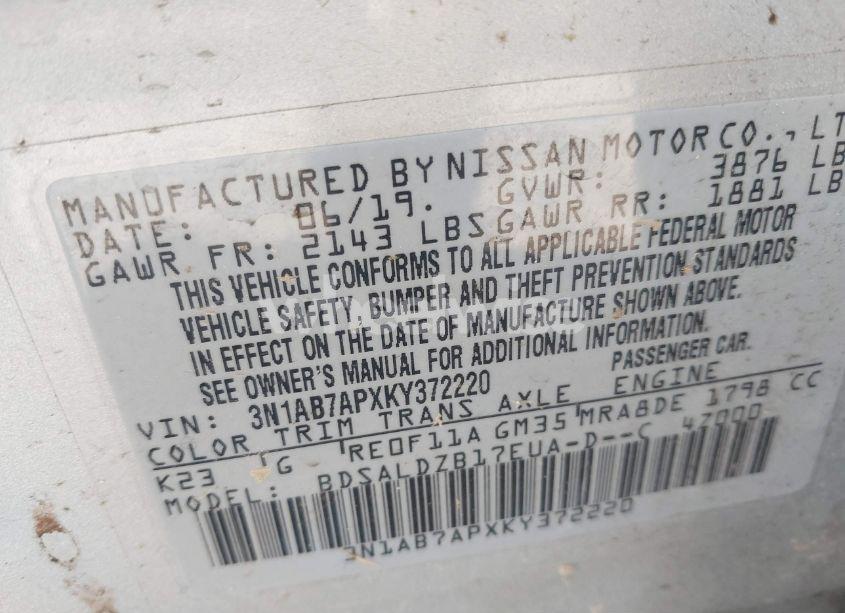 Photo 9 of 2019 Nissan Sentra SV (VIN 3N1AB7APXKY372220)