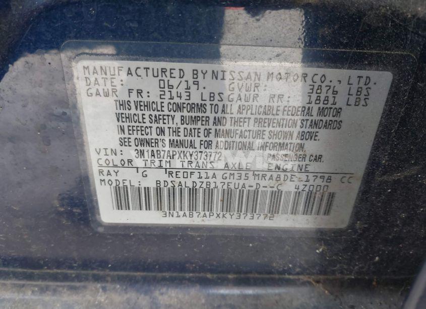 Photo 9 of 2019 Nissan Sentra SV (VIN 3N1AB7APXKY373772)