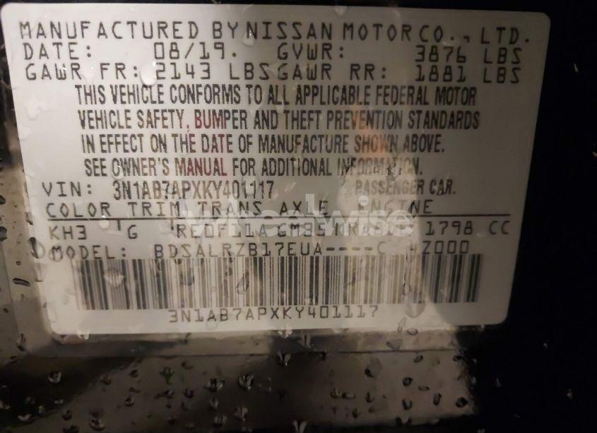 Photo 9 of 2019 Nissan Sentra SR (VIN 3N1AB7APXKY401117)