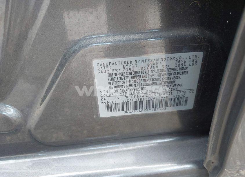 Photo 9 of 2019 Nissan Sentra S (VIN 3N1AB7APXKY423103)