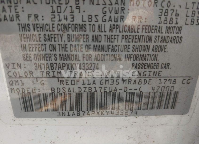 Photo 9 of 2019 Nissan Sentra SV (VIN 3N1AB7APXKY433274)