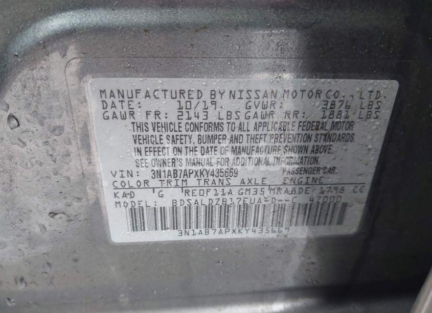 Photo 9 of 2019 Nissan Sentra SV (VIN 3N1AB7APXKY435669)