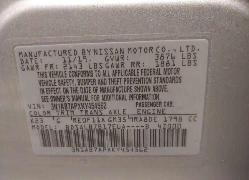 Photo 9 of 2019 Nissan Sentra S (VIN 3N1AB7APXKY454562)