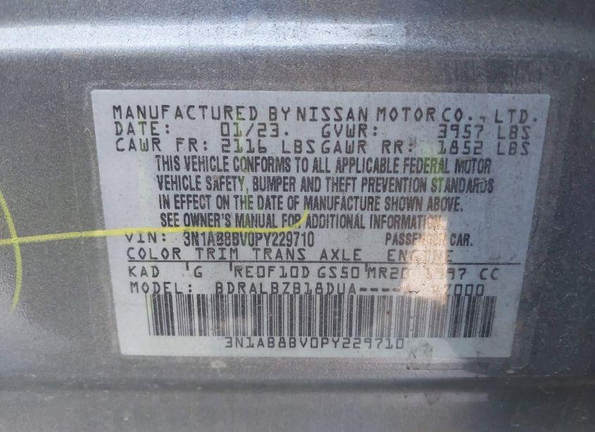 Photo 9 of 2023 Nissan Sentra S XTRONIC CVT (VIN 3N1AB8BV0PY229710)