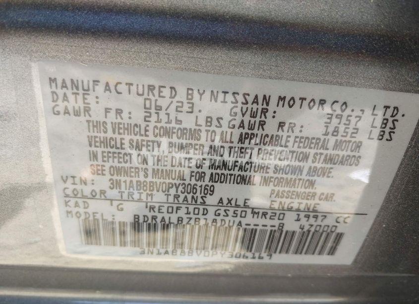 Photo 9 of 2023 Nissan Sentra S XTRONIC CVT (VIN 3N1AB8BV0PY306169)