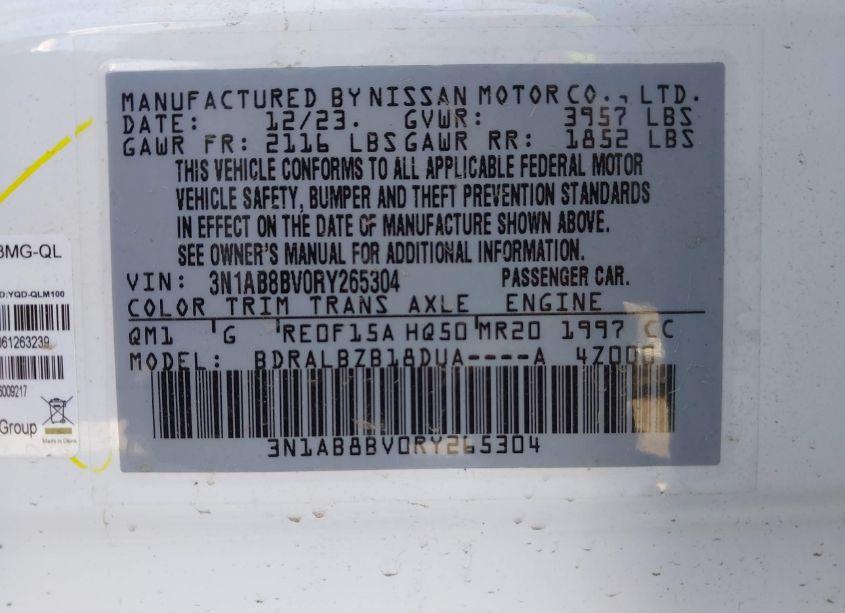 Photo 9 of 2024 Nissan Sentra S XTRONIC CVT (VIN 3N1AB8BV0RY265304)